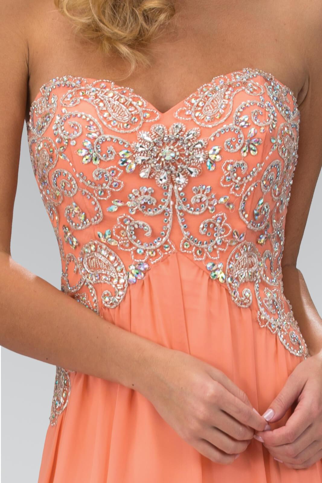 Long Strapless Sweetheart Chiffon Prom Formal Dress - The Dress Outlet Elizabeth K