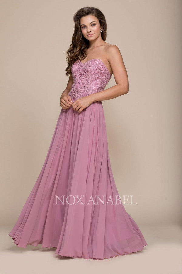 Long Strapless Sweetheart Corset Back Prom Dress