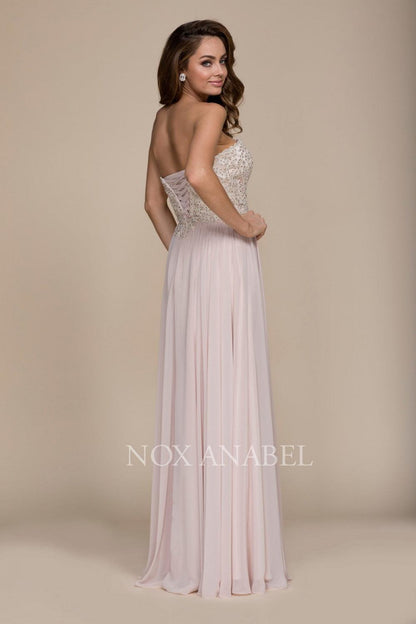 Long Strapless Sweetheart Corset Back Prom Dress - The Dress Outlet Nox Anabel