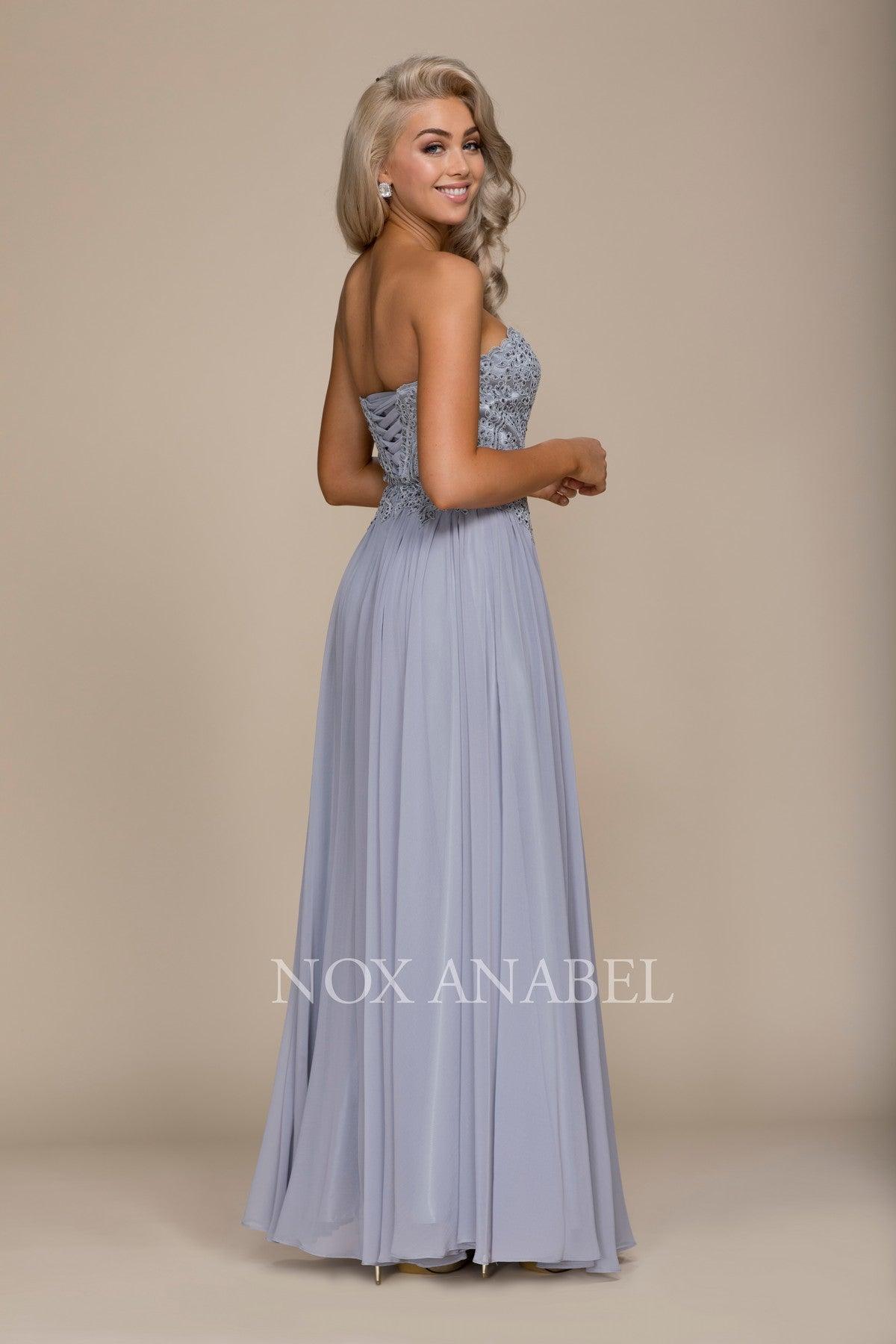Champagne Long Strapless Sweetheart Corset Back Prom Dress