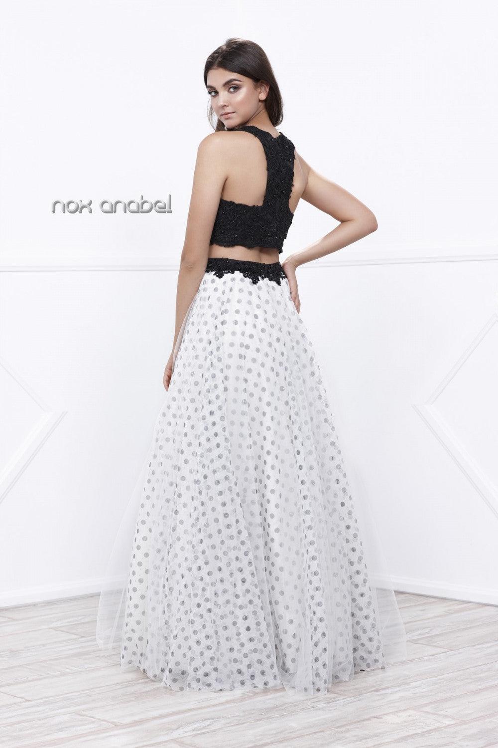 Long Two Piece Black White Prom Dress - The Dress Outlet Nox Anabel