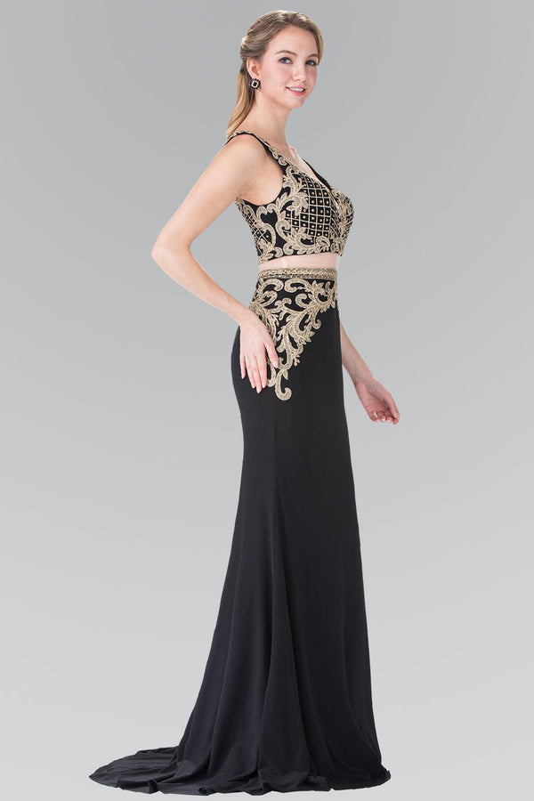 Long Two Piece Formal Evening Prom Dress