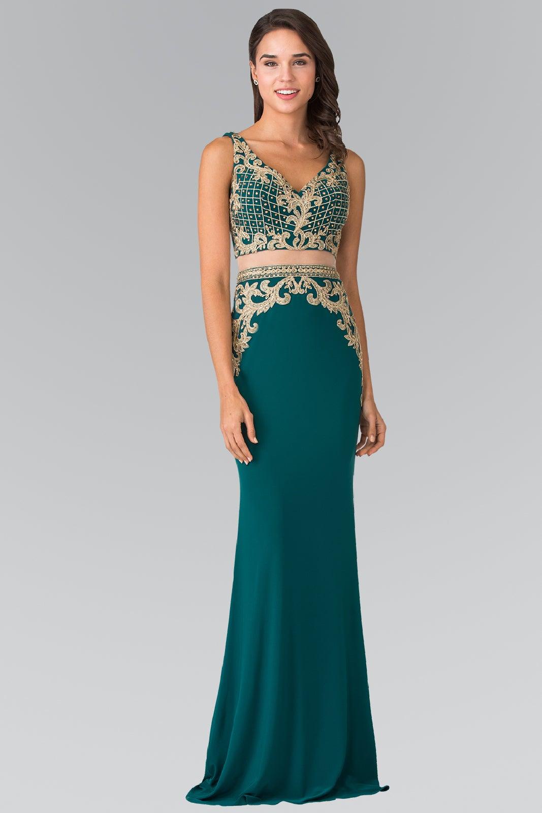 Long Two Piece Formal Evening Prom Dress