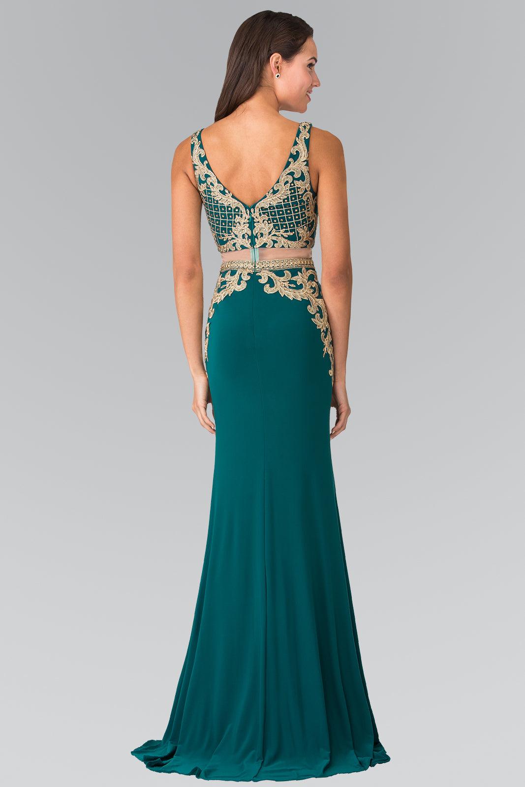 Long Two Piece Formal Evening Prom Dress
