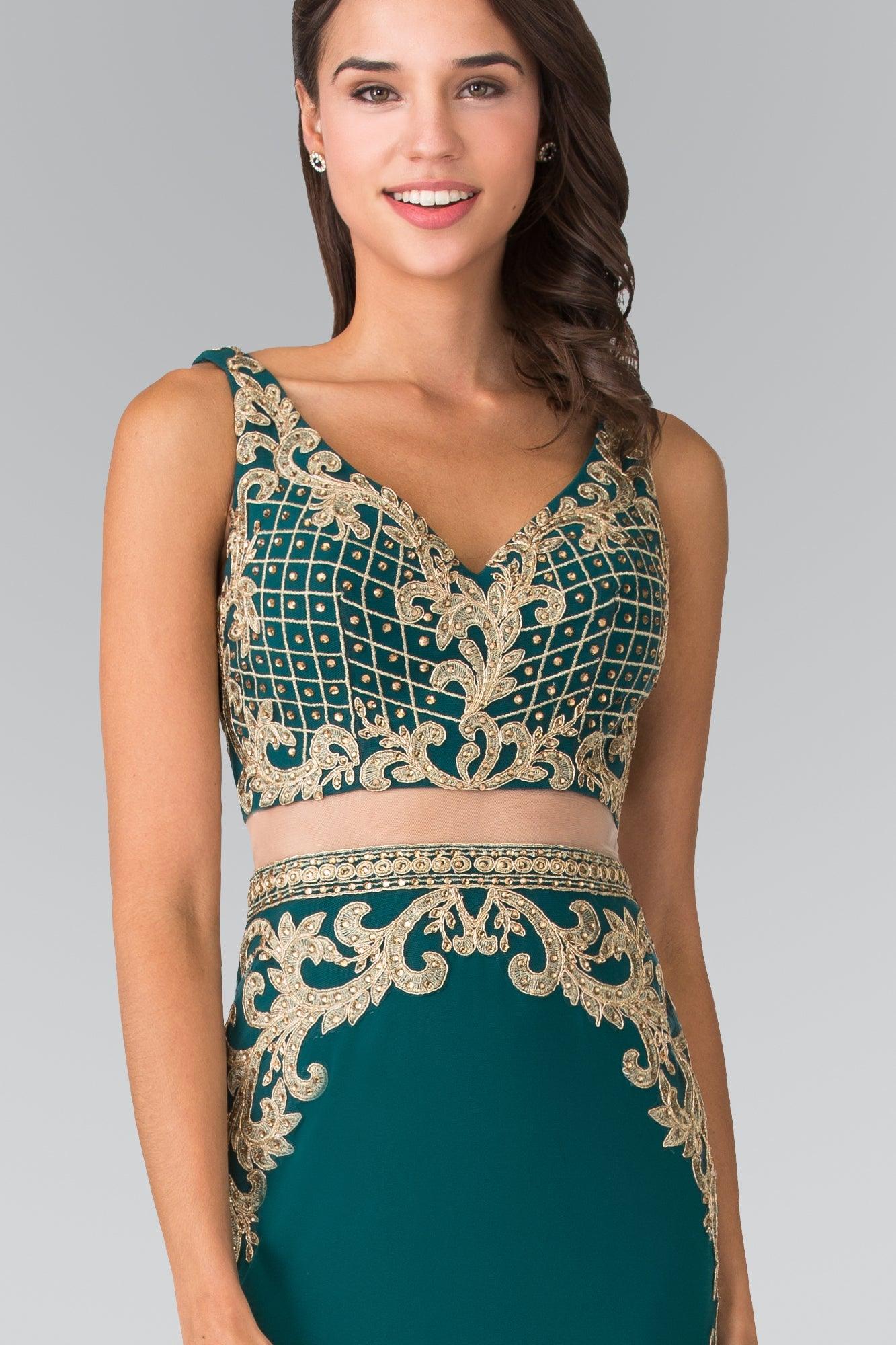 Long Two Piece Formal Evening Prom Dress