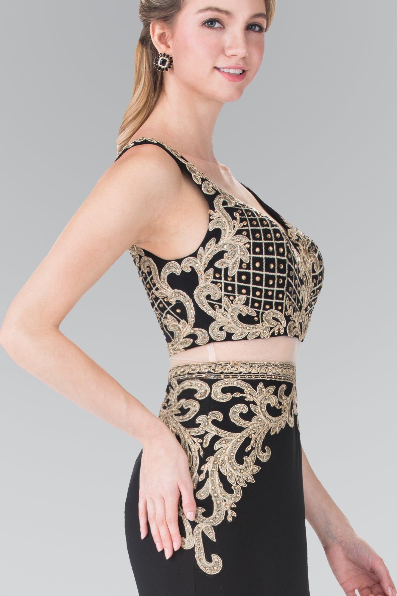 Long Two Piece Formal Evening Prom Dress