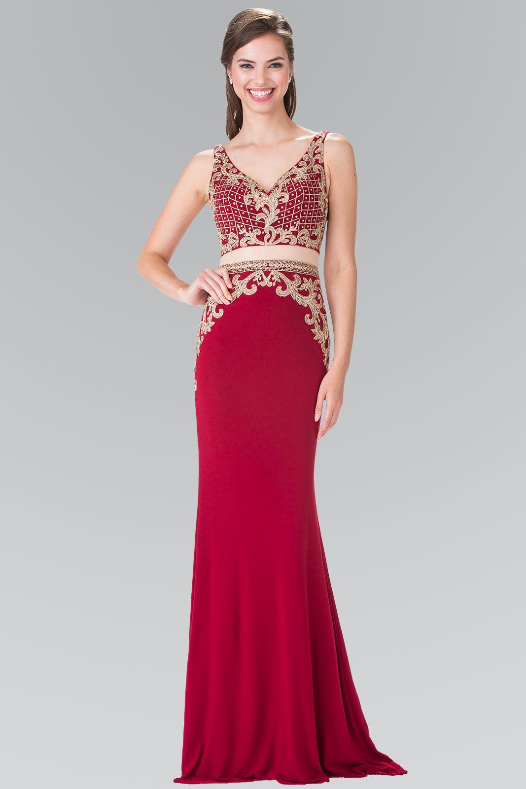 Long Two Piece Formal Evening Prom Dress