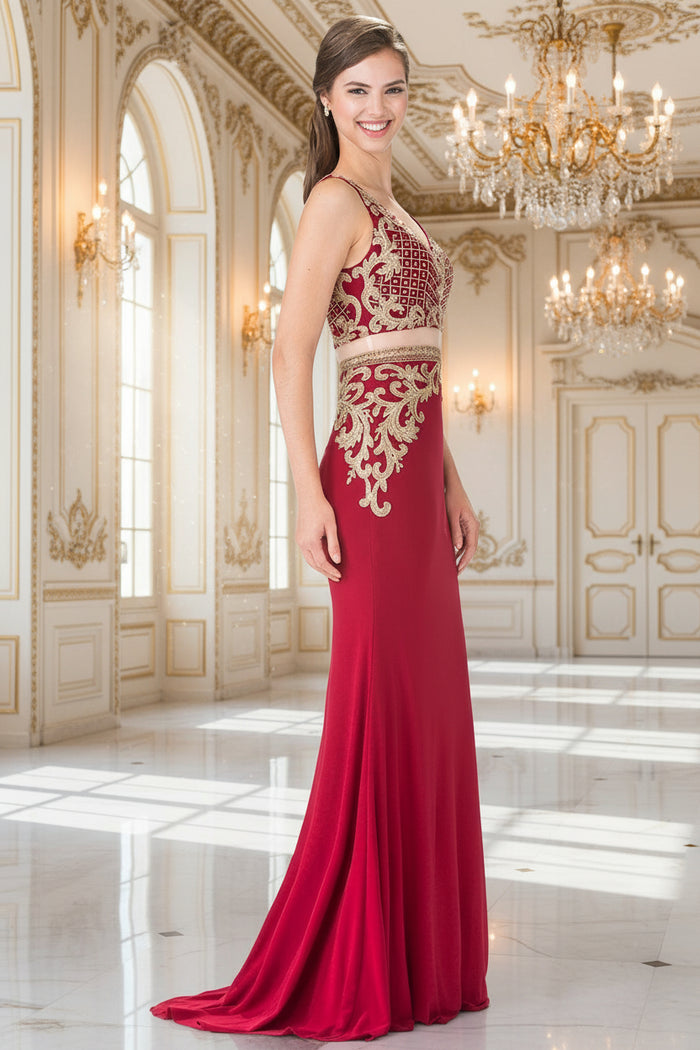 Long Two Piece Formal Evening Prom Dress - The Dress Outlet Elizabeth K