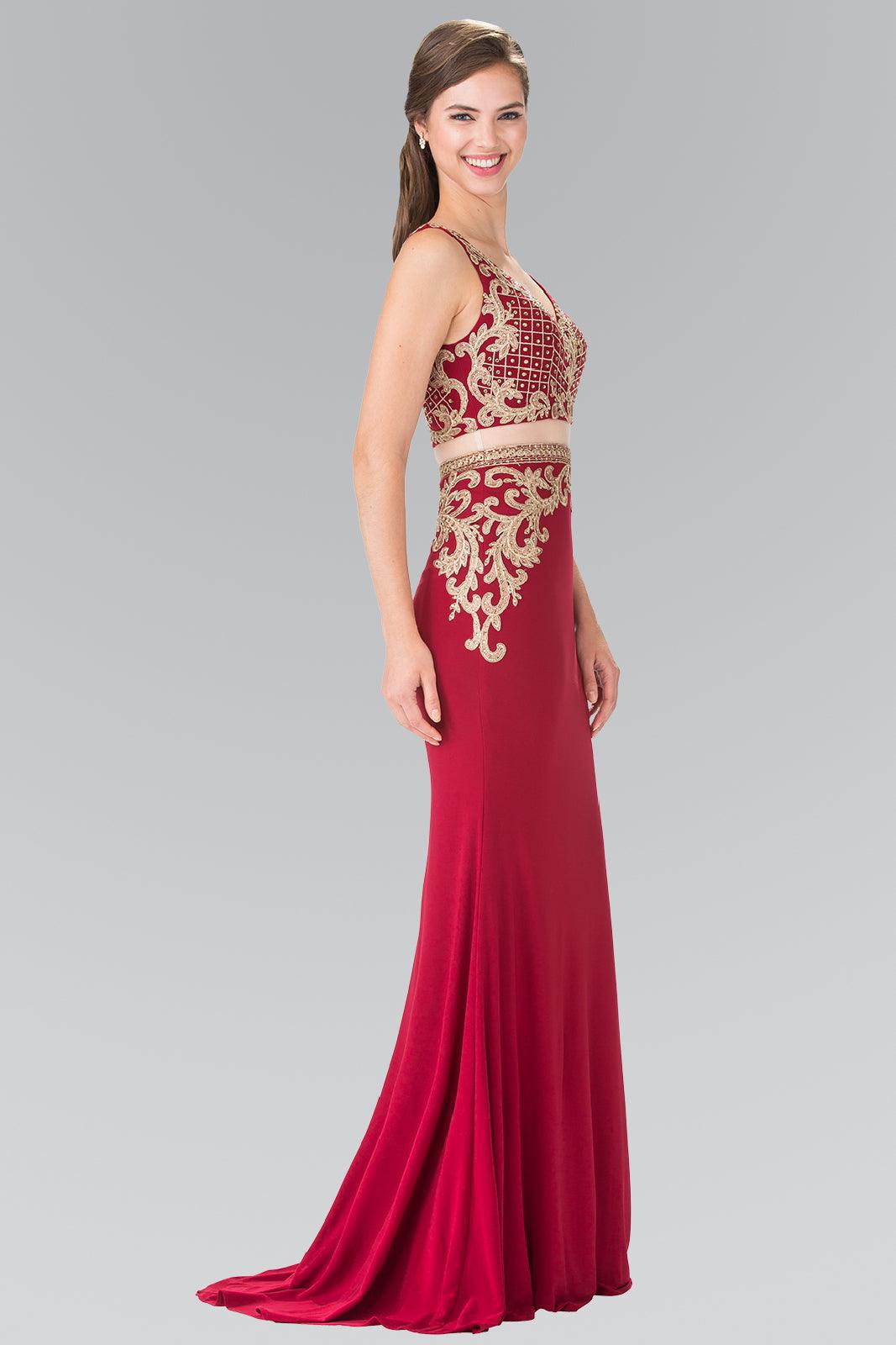 Long Two Piece Formal Evening Prom Dress