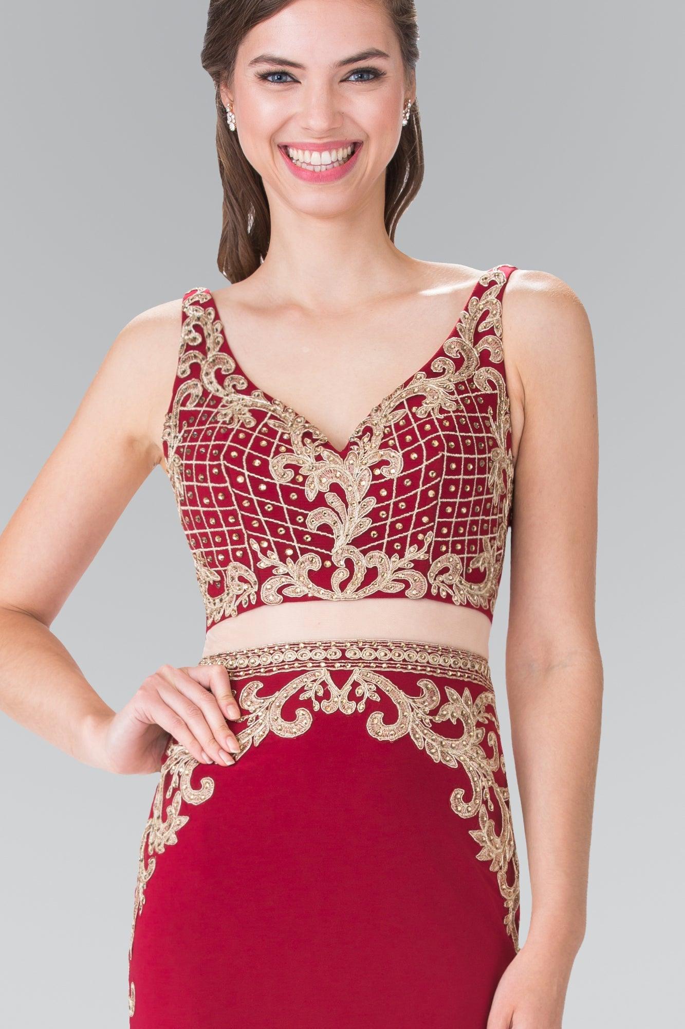 Long Two Piece Formal Evening Prom Dress