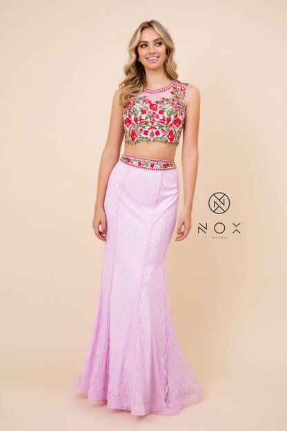 Long Two Piece Prom Dress - The Dress Outlet Nox Anabel