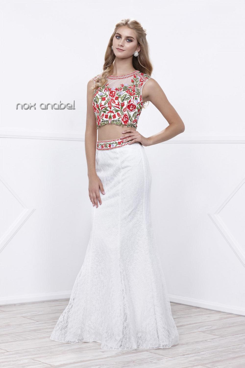 Long Two Piece Prom Dress Sexy Crop Top | Dress Outlet  The Dress Outlet