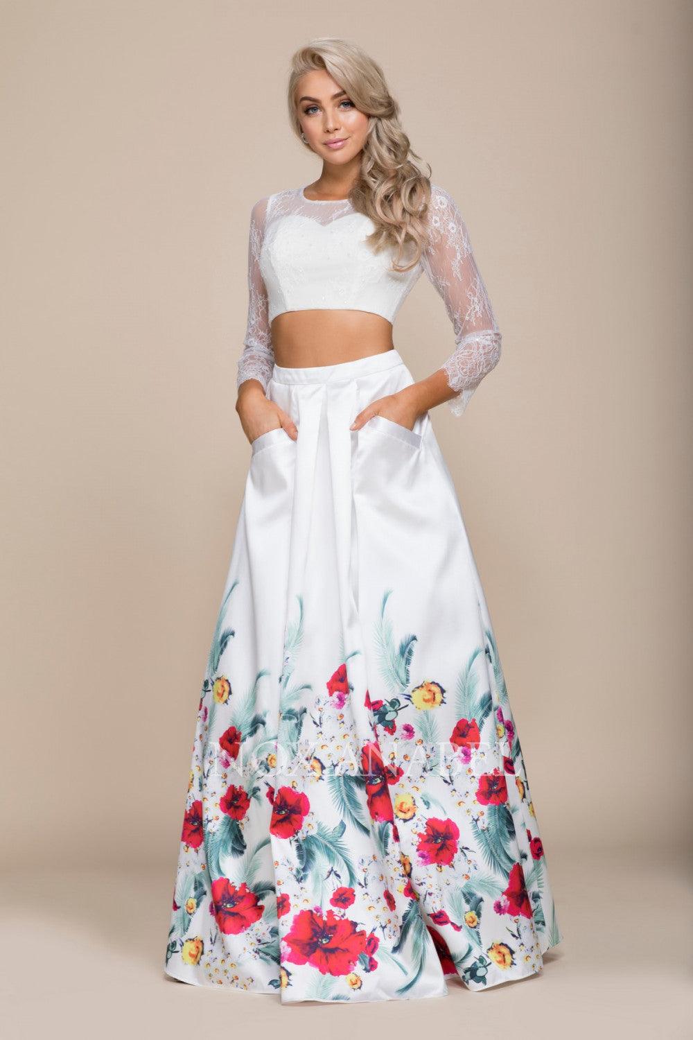 Long Two Piece Prom Sexy Dress with Pockets - The Dress Outlet Nox Anabel
