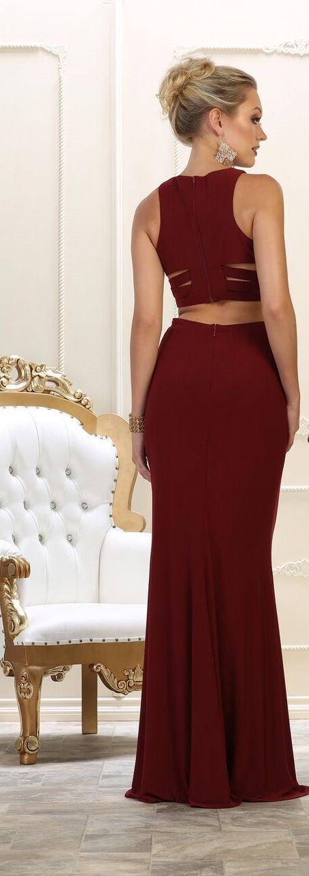 Long Two Piece Set Prom Dress Evening Gown - The Dress Outlet May Queen