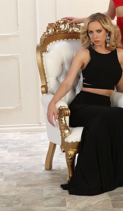 Long Two Piece Set Prom Dress Evening Gown - The Dress Outlet May Queen