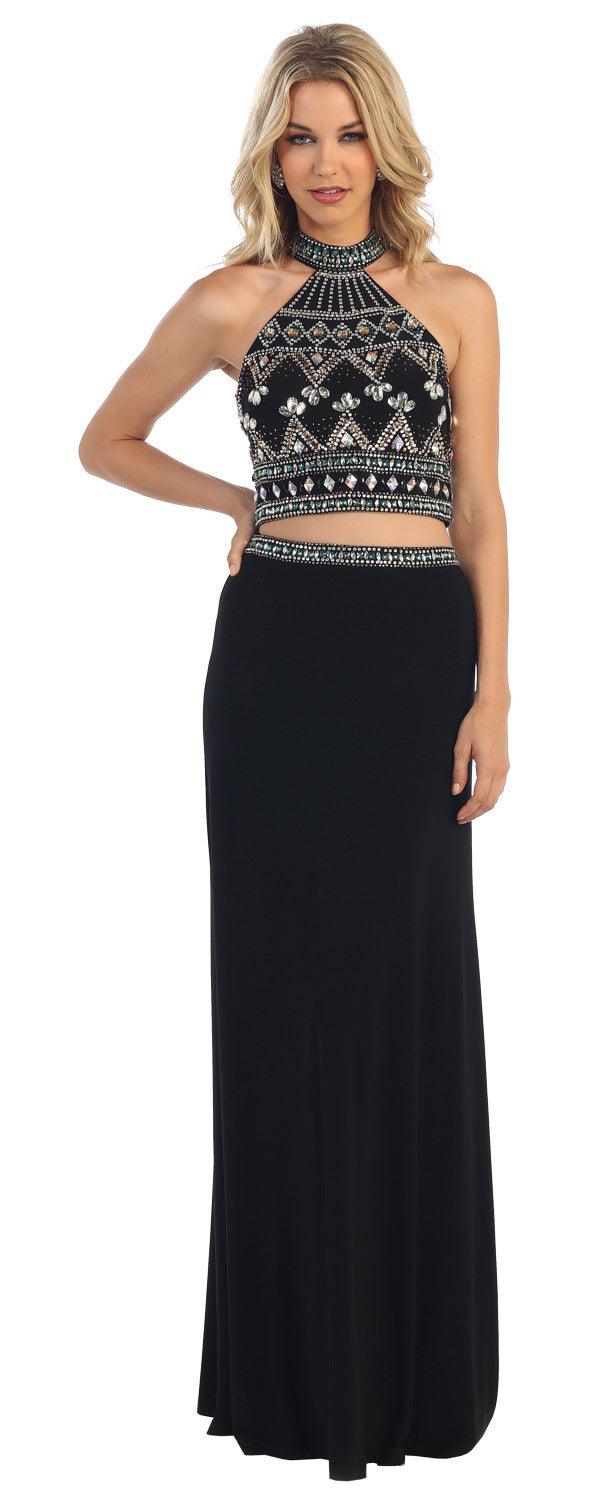 Long Two Piece Set Prom Dress Formal Evening Gown - The Dress Outlet May Queen