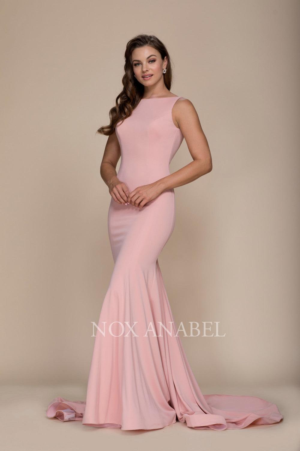 Long V Back Formal Prom Dress Evening Gown - The Dress Outlet Nox Anabel