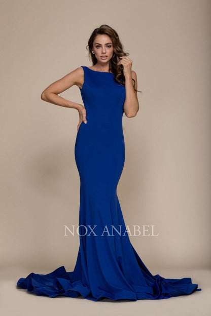 Long V Back Formal Prom Dress Evening Gown - The Dress Outlet Nox Anabel