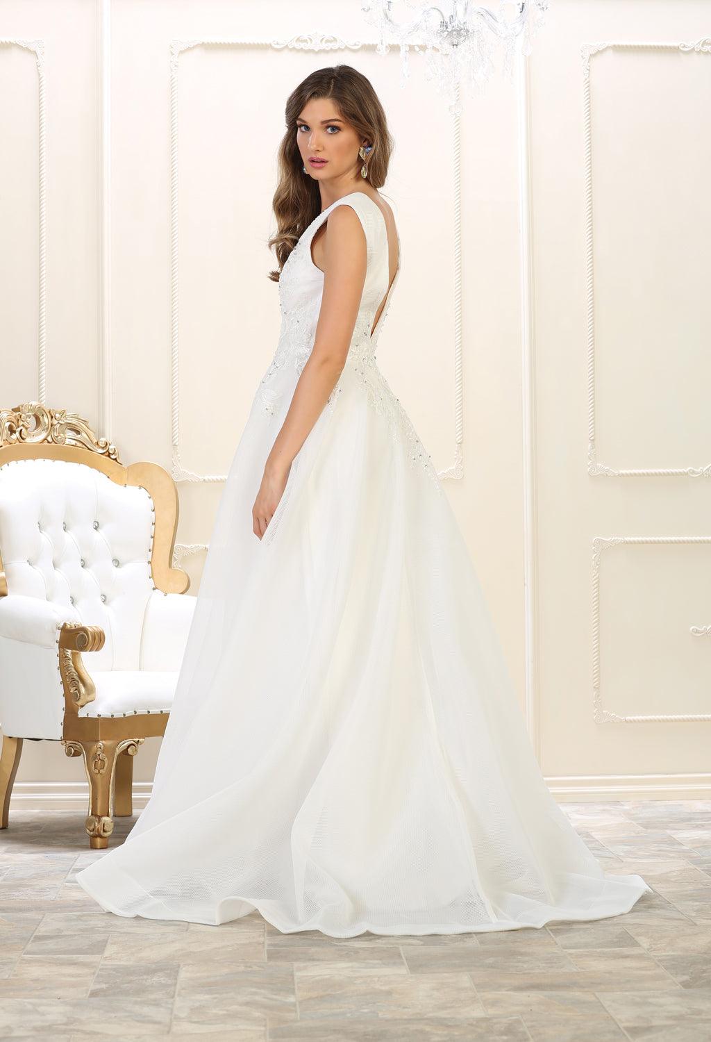 Long V Neck Evening Prom Dress Ball Gown - The Dress Outlet May Queen