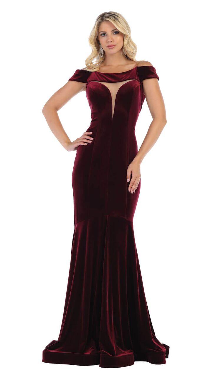 Long Velvet Formal Dress Evening Gown - The Dress Outlet May Queen
