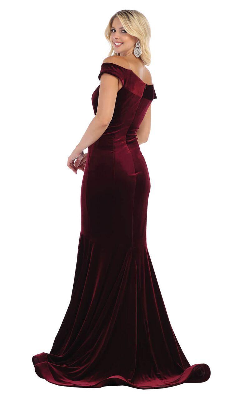 Long Velvet Formal Dress Evening Gown - The Dress Outlet May Queen