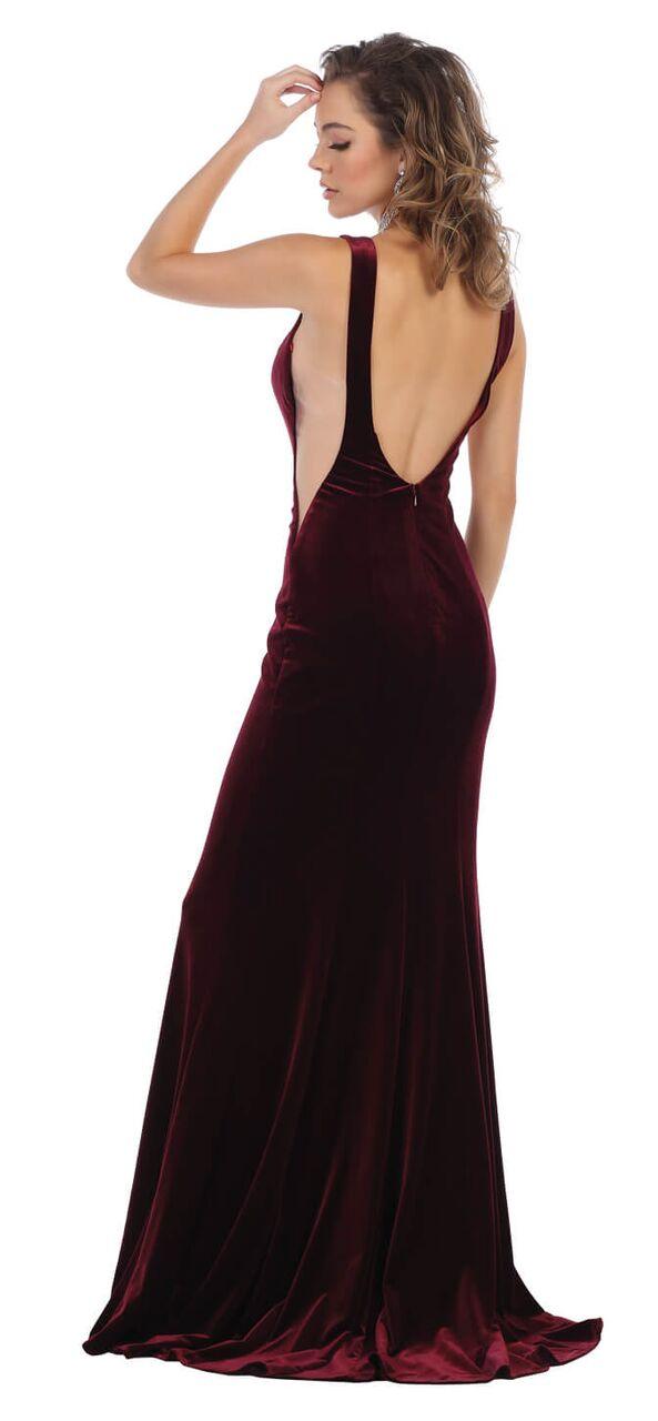 Long Velvet Prom Dress Formal Evening Gown - The Dress Outlet May Queen