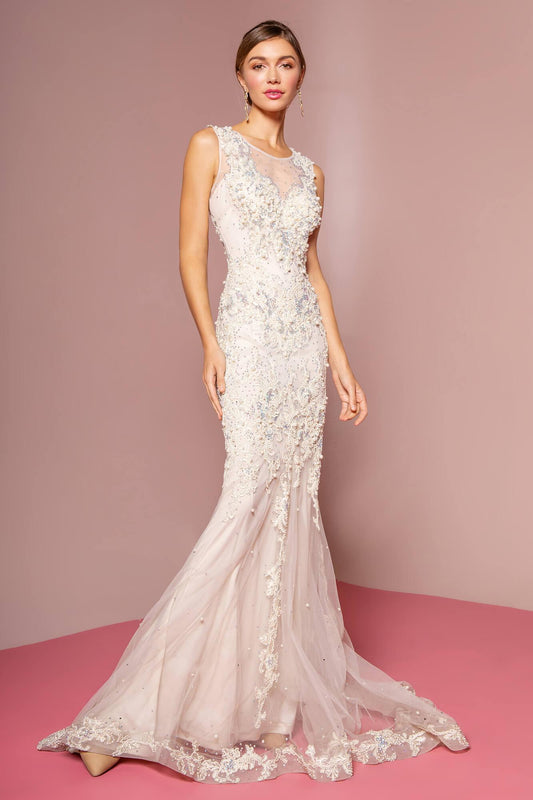 Long Wedding Dress Lace Evening Gown - The Dress Outlet Elizabeth K