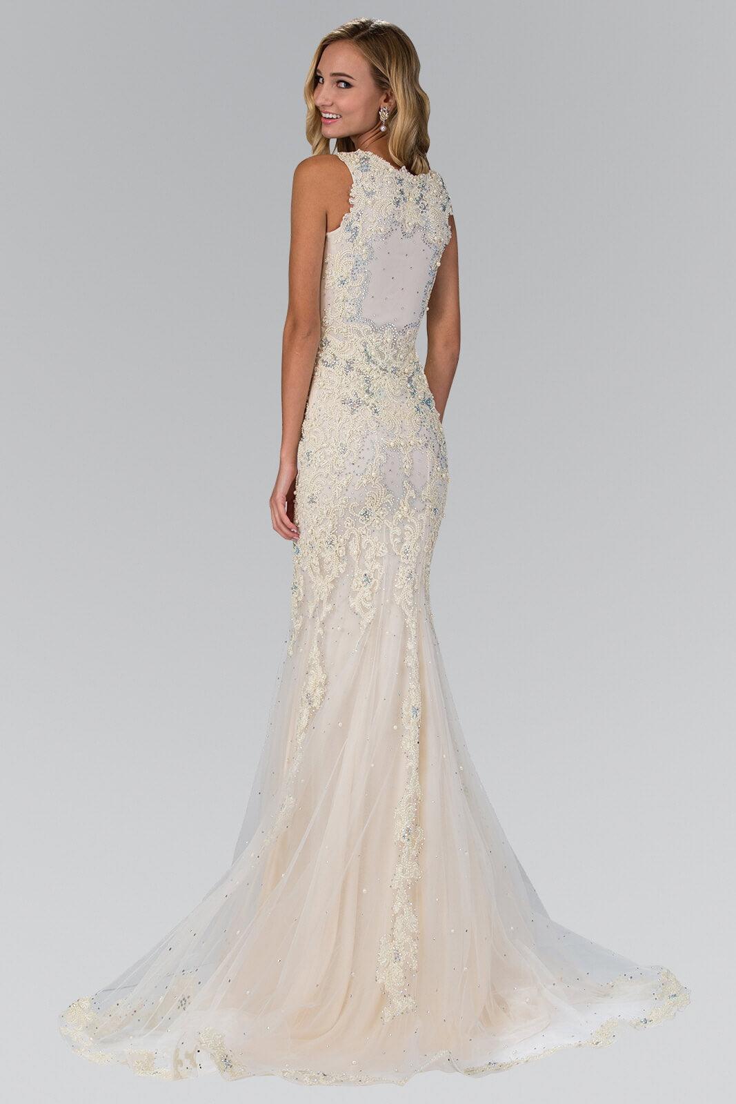Long Wedding Dress Lace Evening Gown - The Dress Outlet Elizabeth K
