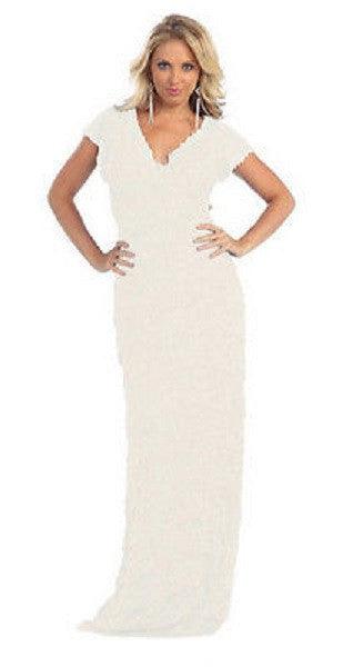 Long Wedding Dress Plus Size Gown - The Dress Outlet May Queen