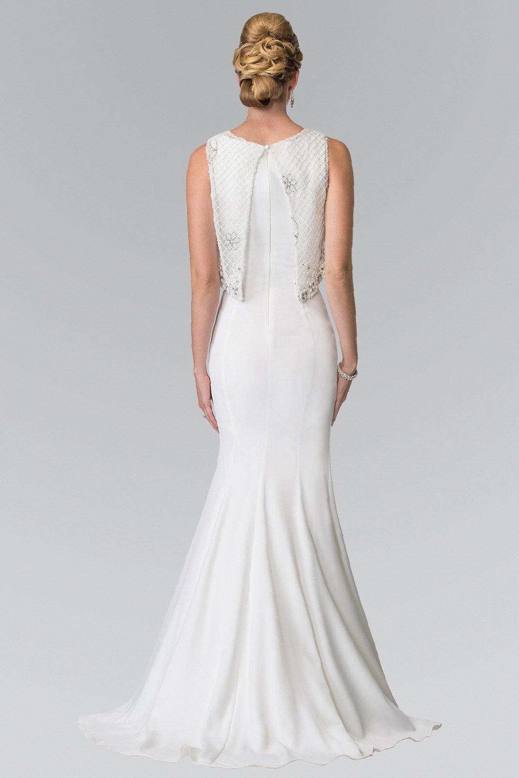 knee length dresses for ladies Illusion Lace Appliqued Top Tulle Skirt A-Line Wedding Dress main image 1