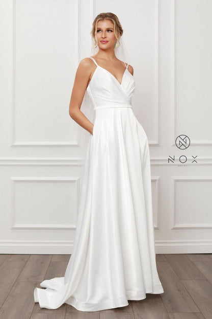 Long Wedding Dress with Pockets - The Dress Outlet