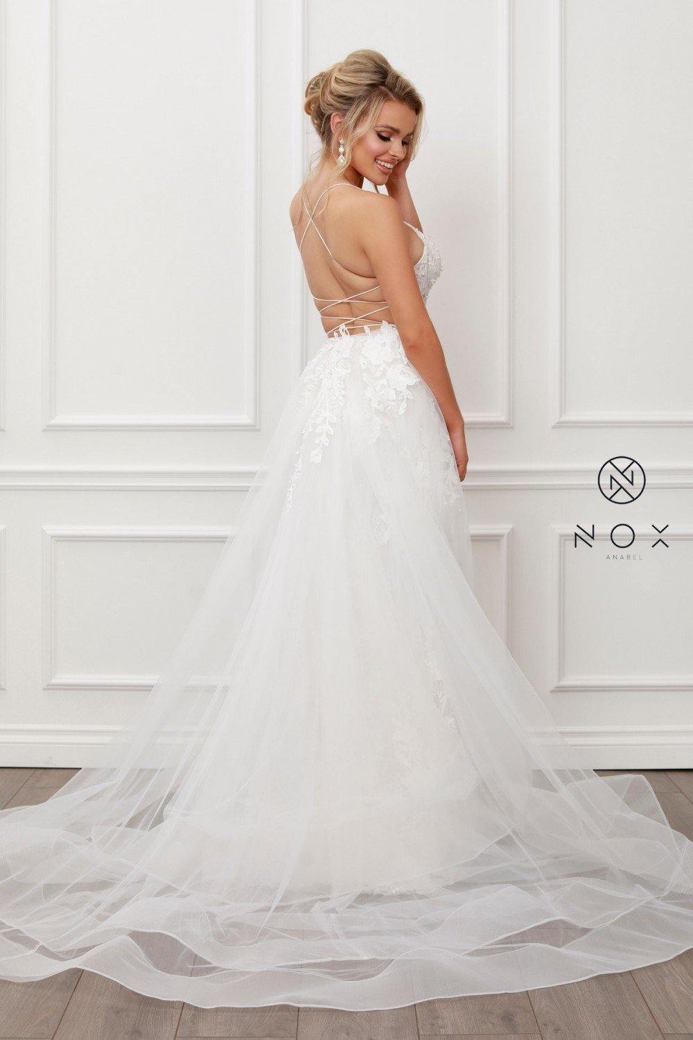 Long Wedding Dress with Train - The Dress Outlet