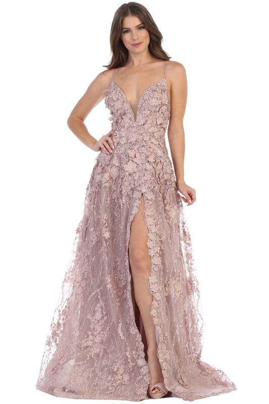 Long White Lace Prom Dress Formal Evening Gown - The Dress Outlet May Queen