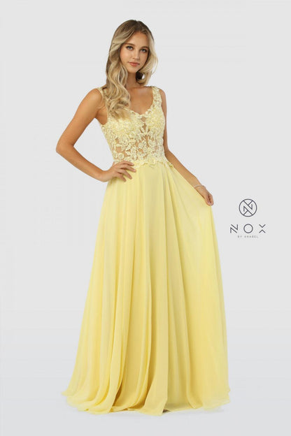Long Yellow Formal Dress Evening Gown - The Dress Outlet Nox Anabel