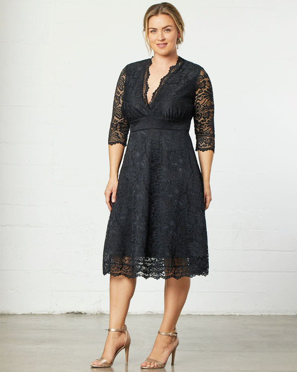 A Line Short Lace Midi Cocktail Plus Size Kiyonna 12150901