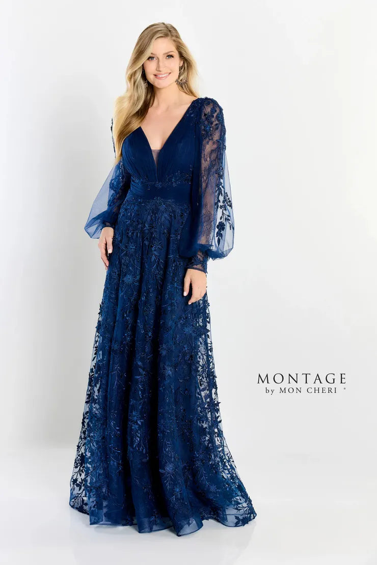 Montage M2201 A Line Gown Long Allover Lace Formal Dress