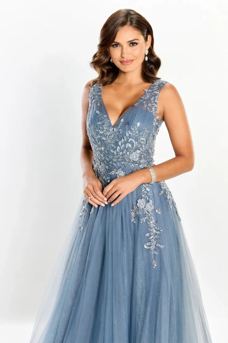 Montage M2203 Long Glitter A Line Floral Formal Evening Dress