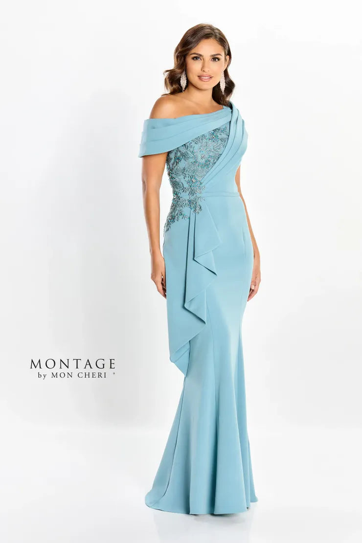 Montage M2208 Long A Line Ruffle Chic Formal Dress