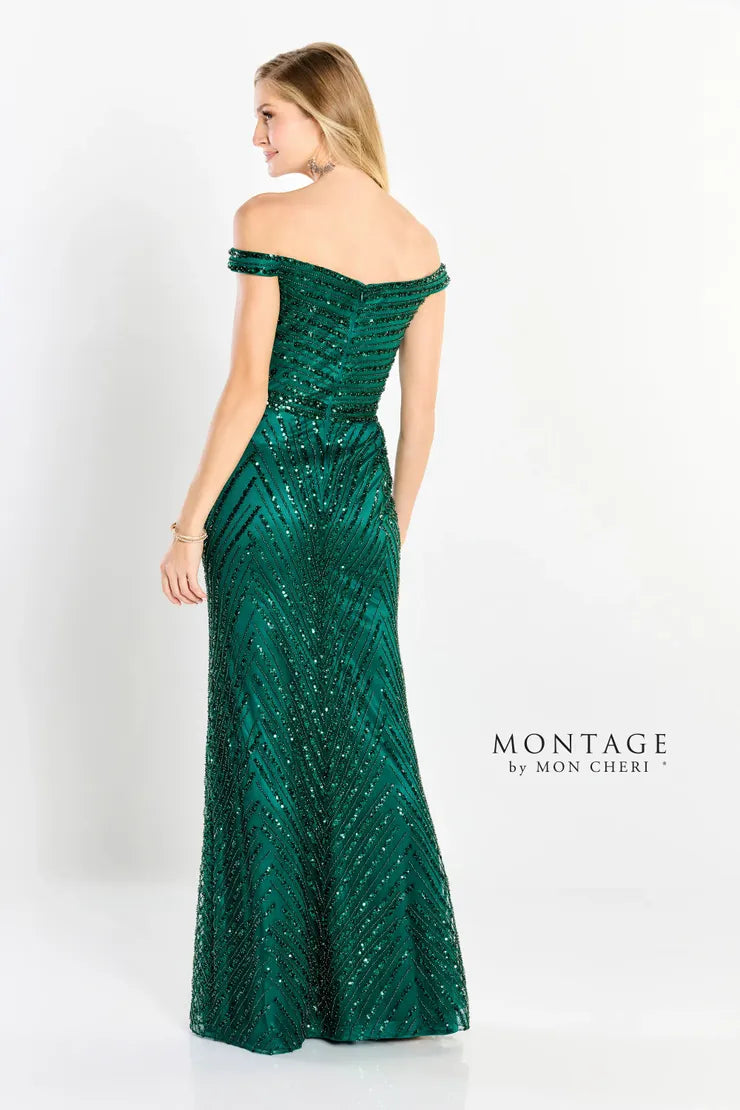 Montage M2215 Long Sequin Allover Beaded Formal Evening Dress