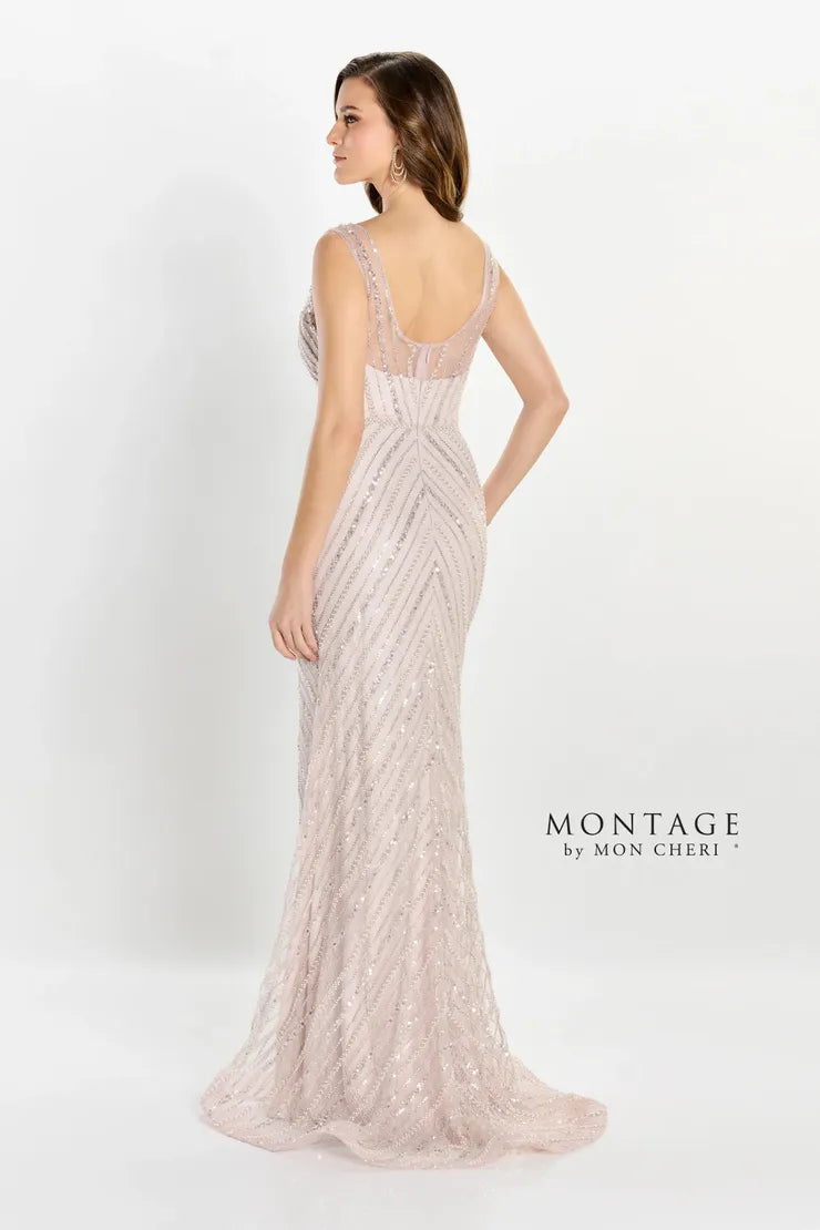 Montage M2216 Long Sequin High Slit Formal Dress