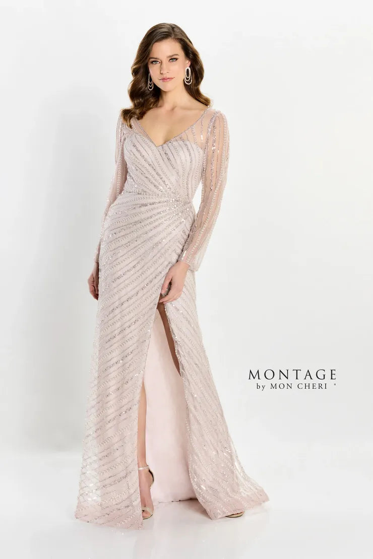 Montage M2216 Long Sequin High Slit Formal Dress