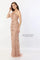 Formal Dresses Long Formal Beaded Sequin Evening Capelet Dress Rose Gold