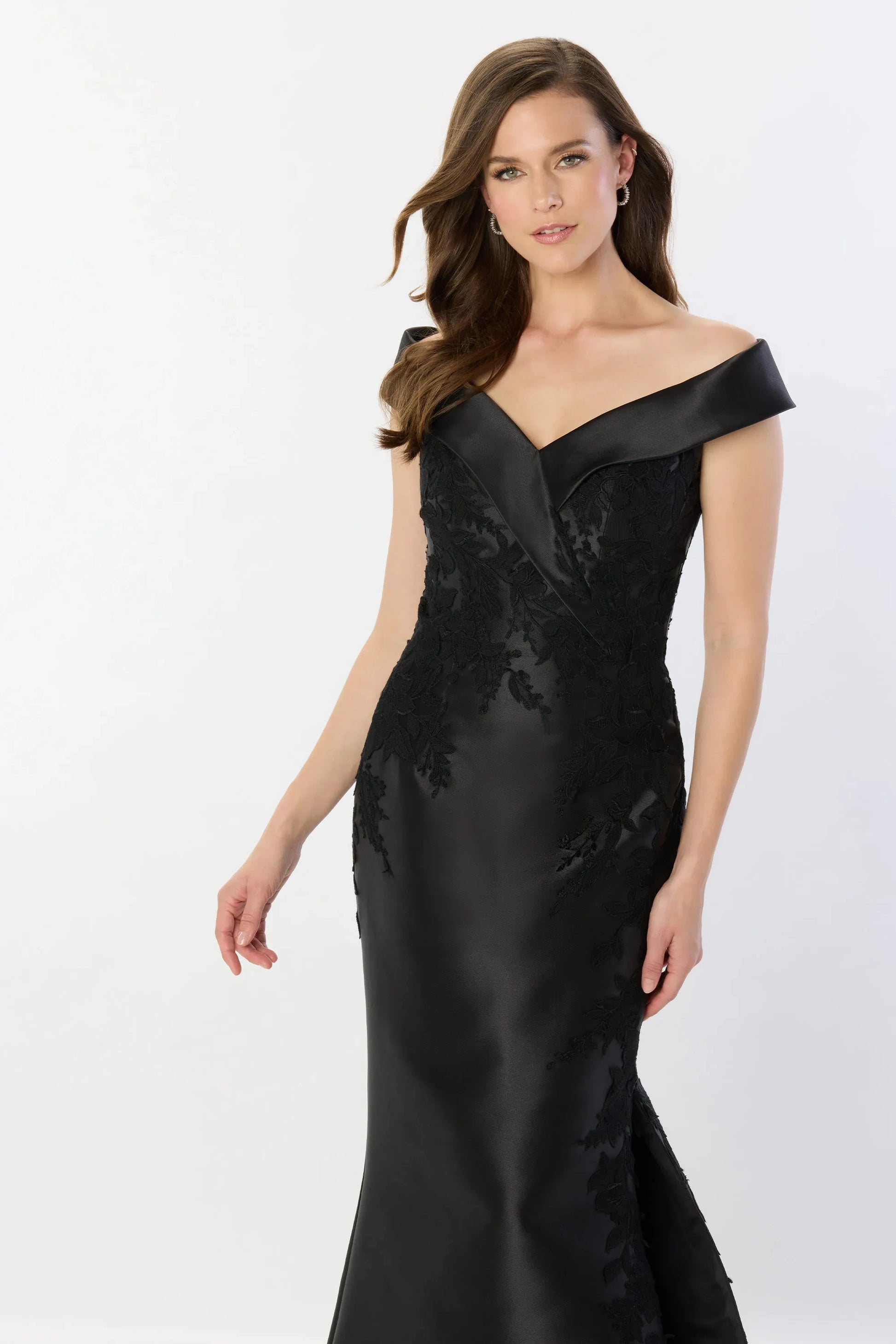 Montage M2243 Lace Applique Long Removable Sleeve Formal Dress