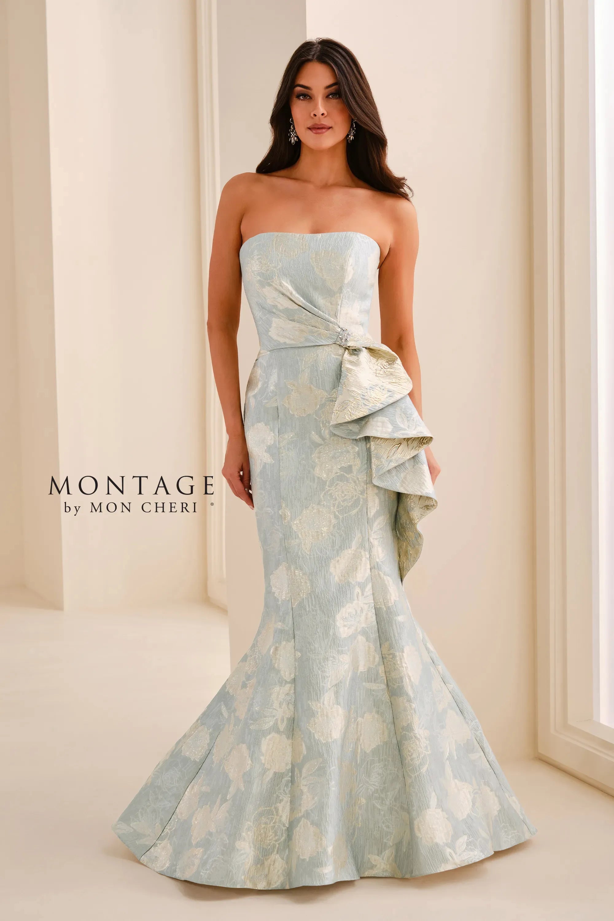 Strapless Straight Neck Floor-Length Mikado Formal Mermaid/Trumpet Montage M3214