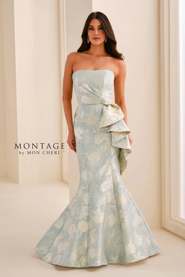 Strapless Straight Neck Floor-Length Mikado Formal Mermaid Trumpet Montage M3214