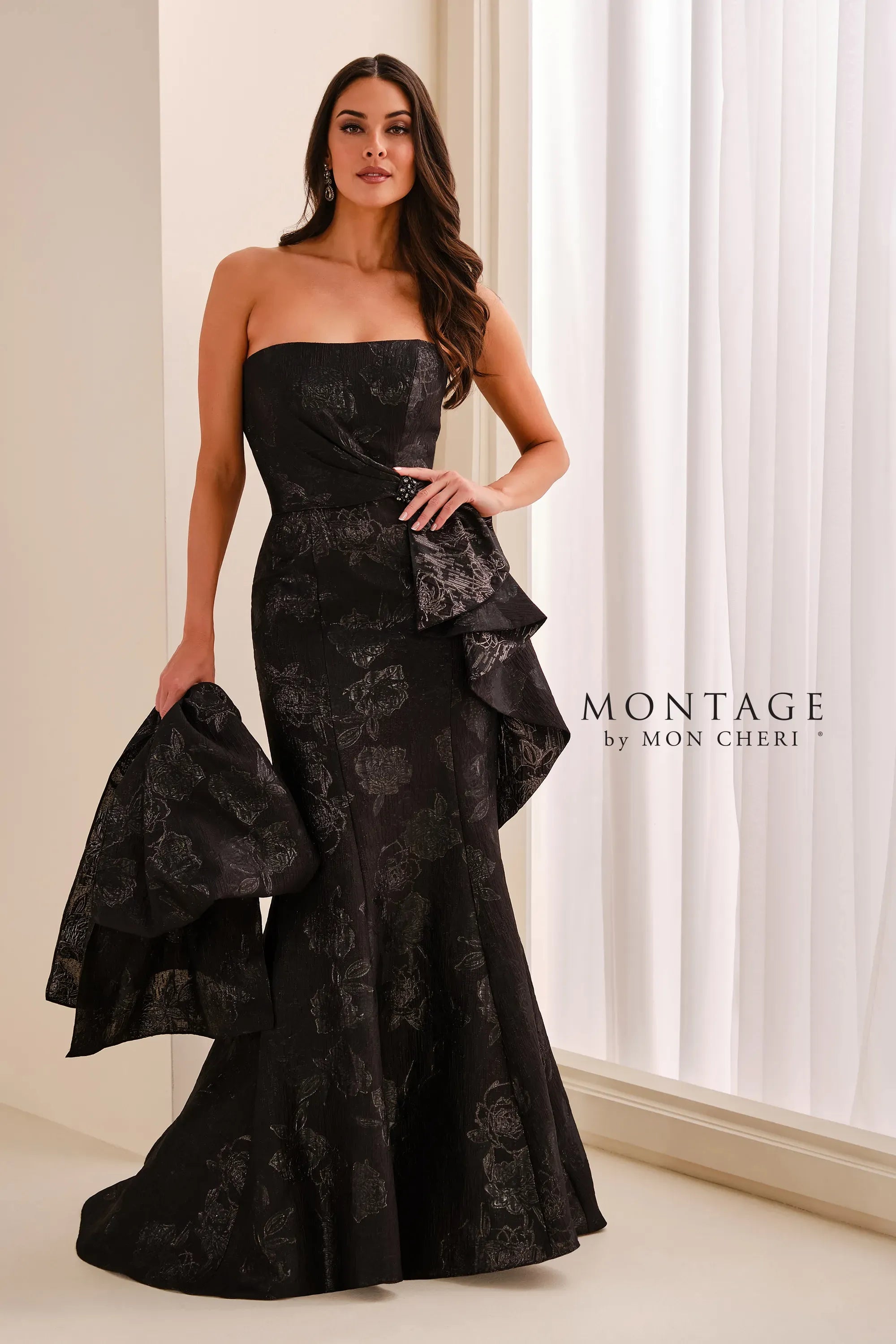 Strapless Straight Neck Floor-Length Mikado Formal Mermaid/Trumpet Montage M3214