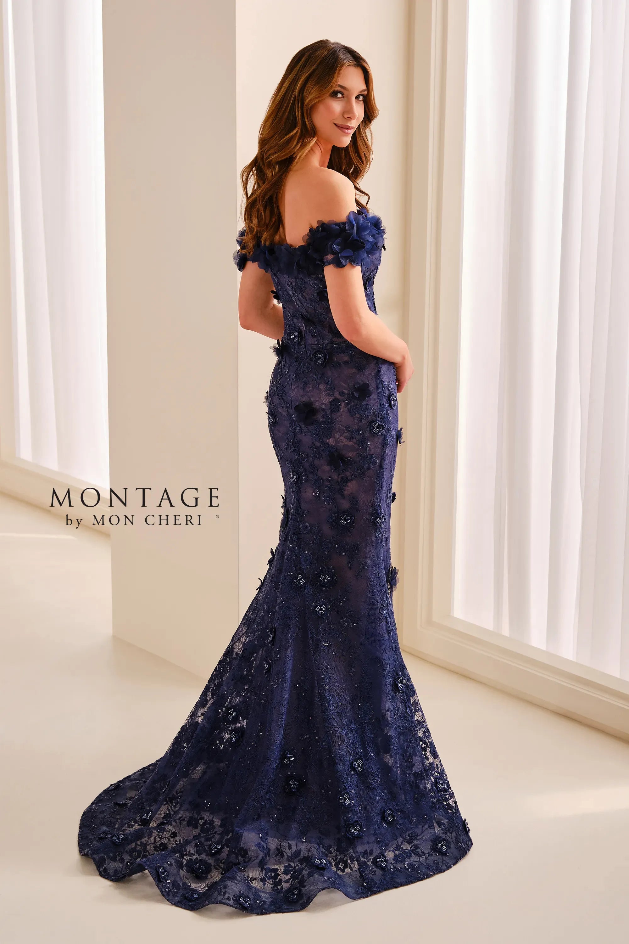 Off-the-Shoulder Floor-Length Lace Formal Mermaid/Trumpet Montage M3215
