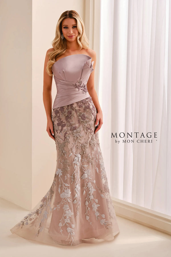 Strapless Curved Neck Floor-Length Satin Formal Mermaid Montage M3217