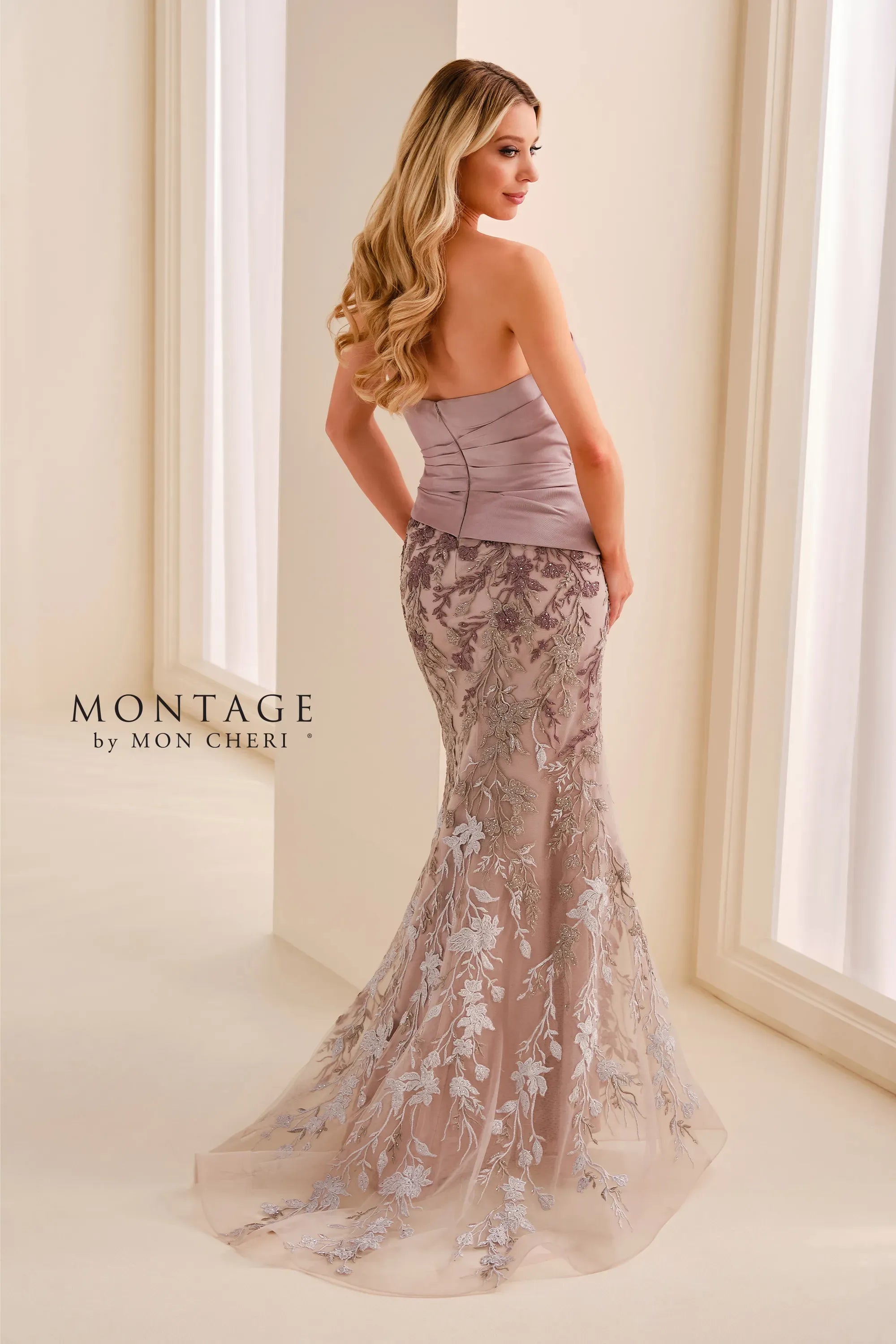 Strapless Curved Neck Floor-Length Satin Formal Mermaid Montage M3217