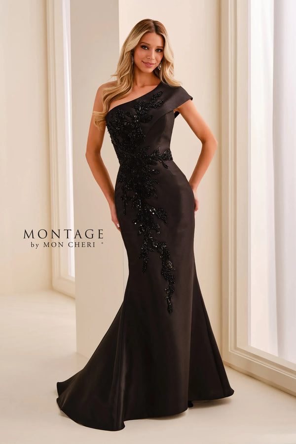 One-Shoulder Floor-Length Satin Formal Mermaid Trumpet Montage M3222